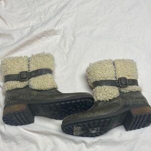 UGG Charcoal and Cream Shearling Boots